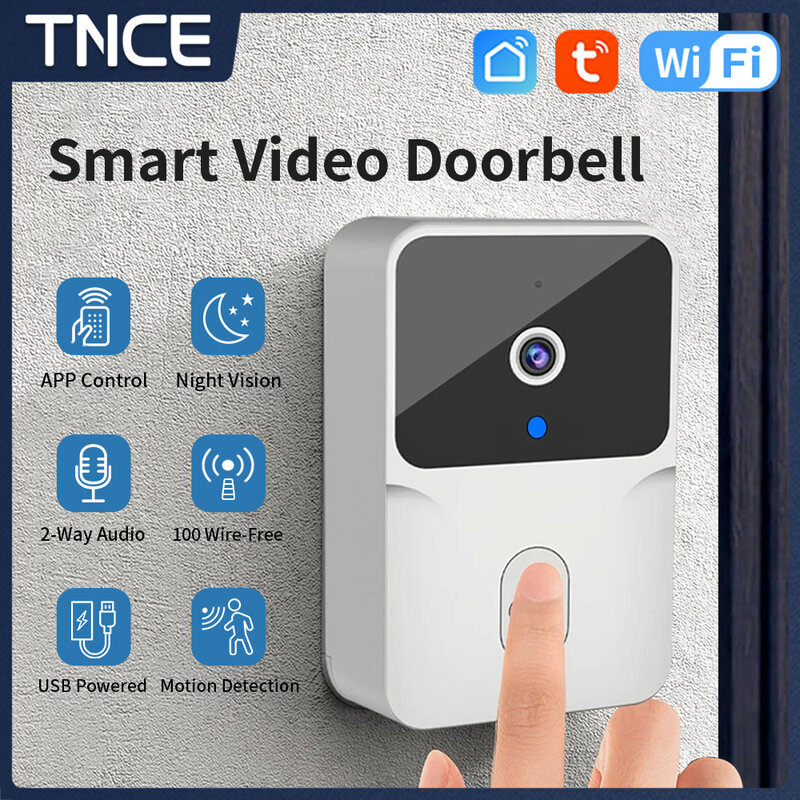TNCE Tuya Video Doorbell wifi, Wireless HD Camera PIR Motion Detection IR Alarm Security, Smart Home Door Bell Intercom for Home