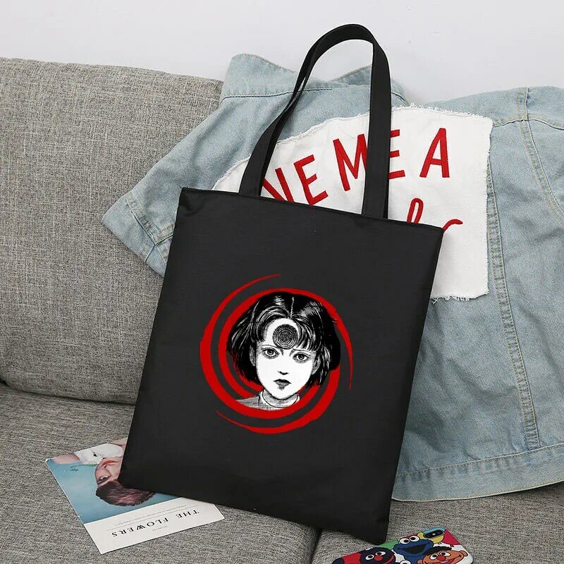 Сумка для покупок в стиле аниме Junji Ito, вместительная эко-сумка на плечо, для девушек и студентов, Прямая поставка