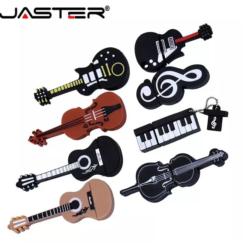 Jaster pendrive usb 2.0, 8 estilos de instrumentos musicais, violão, baixo, teclado, pendrive, 4gb, 16gb, 32gb, 64gb