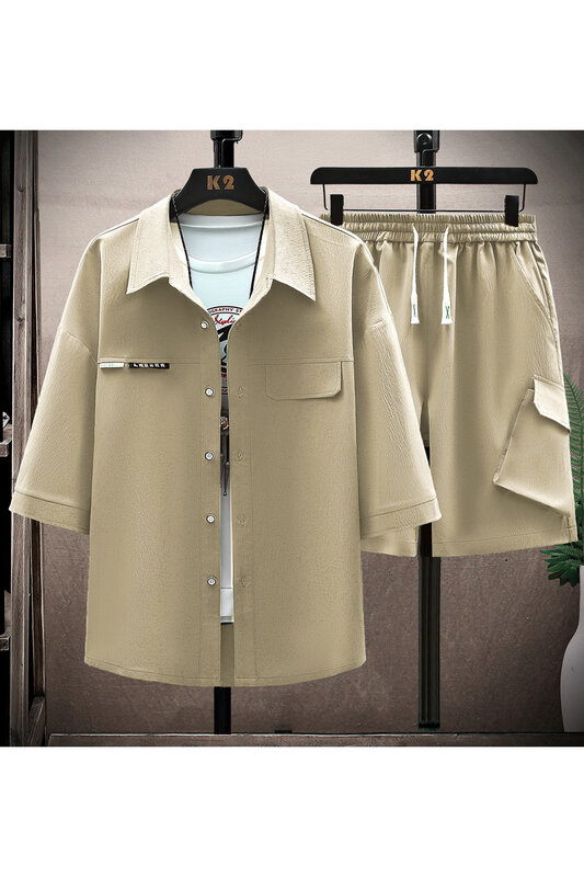Hemden Shorts Sommer 100% Baumwolle Leinen Sportswear Herren Casual Sets Frühling Herrenmode Hosen und Hemden für Männer