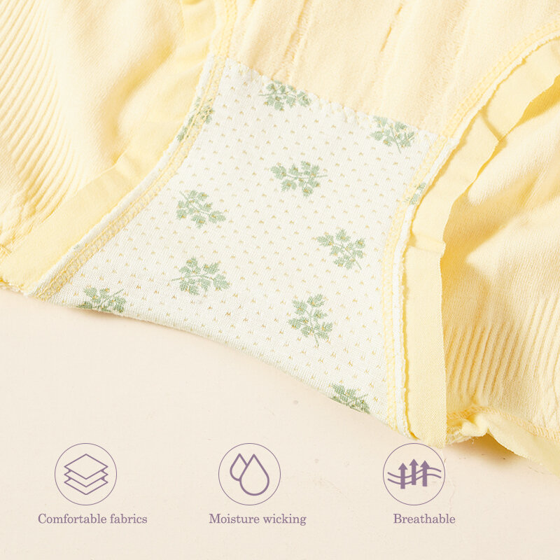 Calcinha roscada de cintura alta para mulheres grávidas, algodão tricotado, cuecas macias e respiráveis, monocromáticas, conforto plissado, roupa íntima sem costura