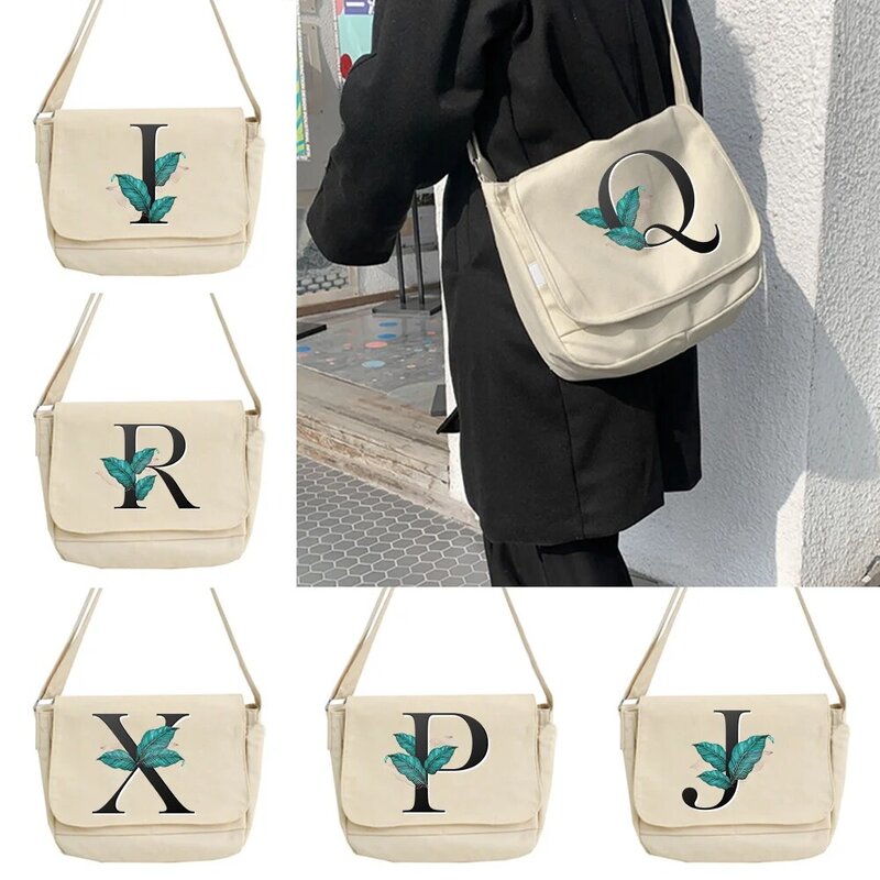 Sac messager multifonction, sac Simple et polyvalent, Style collège Harajuku, sacs portables à une épaule à motif de feuilles
