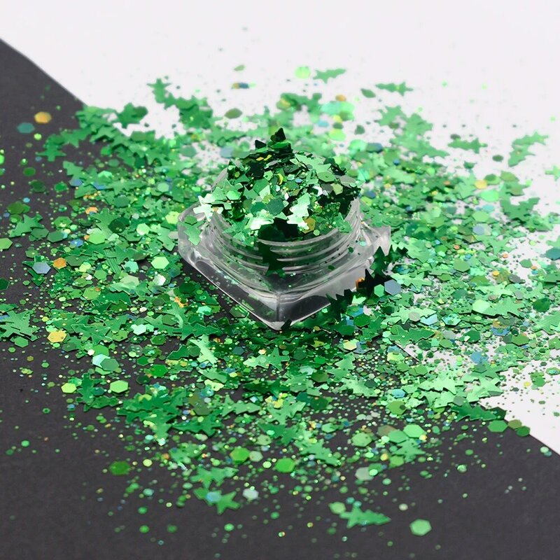 20 g/saco natal arte do prego glitter 3d laser colorido mulit-forma lantejoulas diy mix forma hexágono flocos manicure decorações