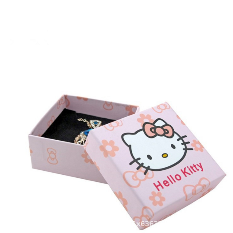 Sanrio Hello Kitty Kotak Hadiah Tas Hadiah Asli High-End Kalung Cincin Kemasan Kotak Lucu Anak-anak Wanita Perhiasan Kotak Hadiah Set