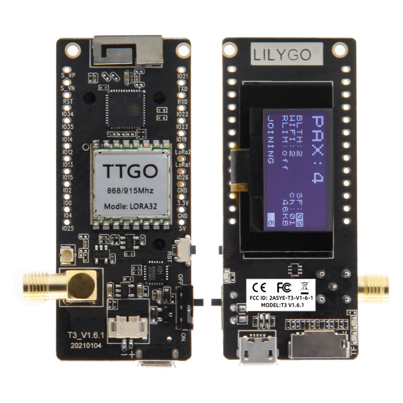 LÍLIGO®Módulo de cartão SD sem fio, Bluetooth, WIFI, ESP-32, TTGO, LoRa32, V2.1, 1.6, Versão 433, 868, 915Mhz, OLED, 0,96 ", SMA
