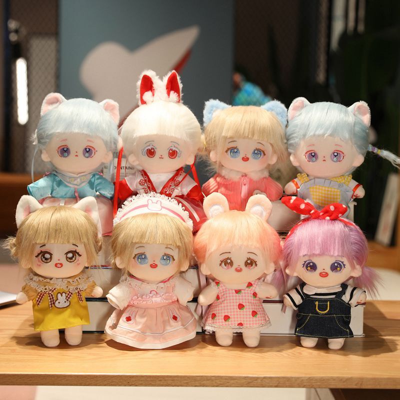 Kawaii Idol Pop Met Kleding Anime Pluche Ster Poppen Gevulde Maatwerk Figuur Speelgoed Katoenen Baby Pop Fans Collection Gift