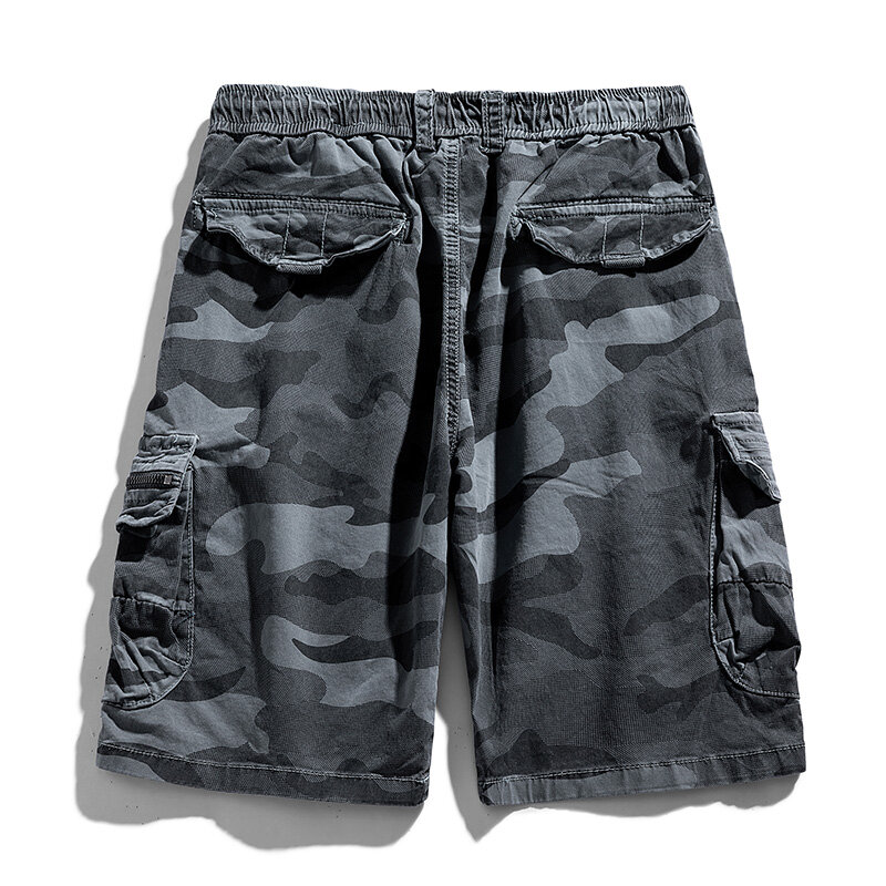 Summer Men Cargo Multi Pocket Camouflage Shorts Mens Casual Cotton Elastic Waist Shorts Spring Jogger Shorts Male Dropshipping