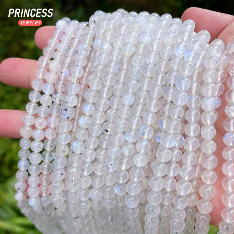 Eine natürliche Regenbogen Mondstein Perlen für Schmuck Herstellung Armbänder Halskette Ohrringe DIY Zubehör Großhandel 6 8mm