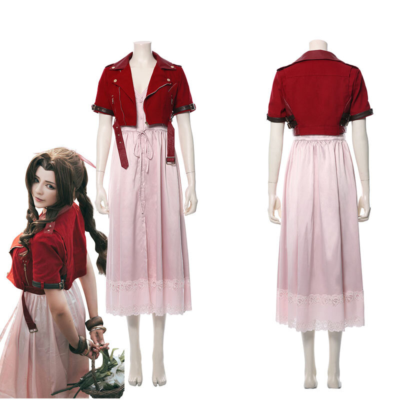 Final Fantasy VII Aerith Gainsborough Cosplay Anime Costume Adult Women Girls Coat  Dress Outfit Halloween Carnival Party Suit