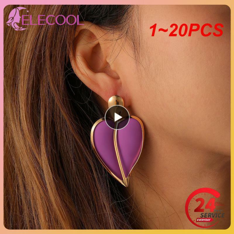 1 ~ 20 Stück Ohrringe Doppels chicht wild Advanced Trend dünnes Gesicht Ohrring Zubehör Farbe Mode Herz Ohrringe
