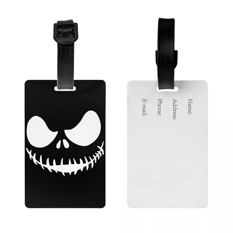 Custom Nightmare Before Christmas Luggage Tags for Suitcases Halloween Movie Jack Skullington Privacy Cover ID Label