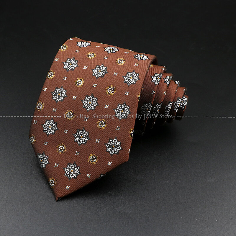 New Design Wedding Men Tie Brown Solid Striped Paisley Flower Neckties Men Business Dropshipping Groom Collar Accessories Gift