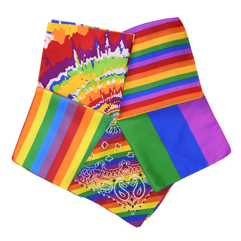 5 pz sciarpa quadrata Unisex Bandana arcobaleno Gay PrideLGBT fazzoletto Hip-HopWristband cravatta sportiva testa sciarpa OutdoorsRiding