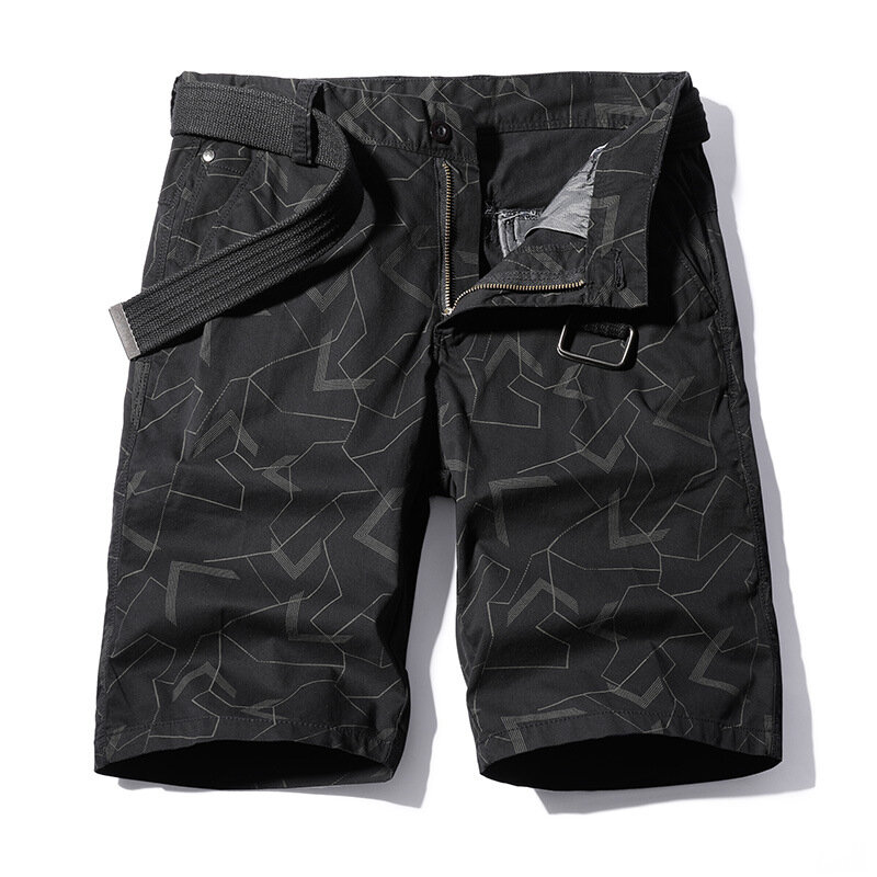 Pantalones cortos de carga a rayas lavados con múltiples bolsillos para hombre, tácticos, cómodos, sueltos, pantalones de trabajo, impermeables, senderismo, pista