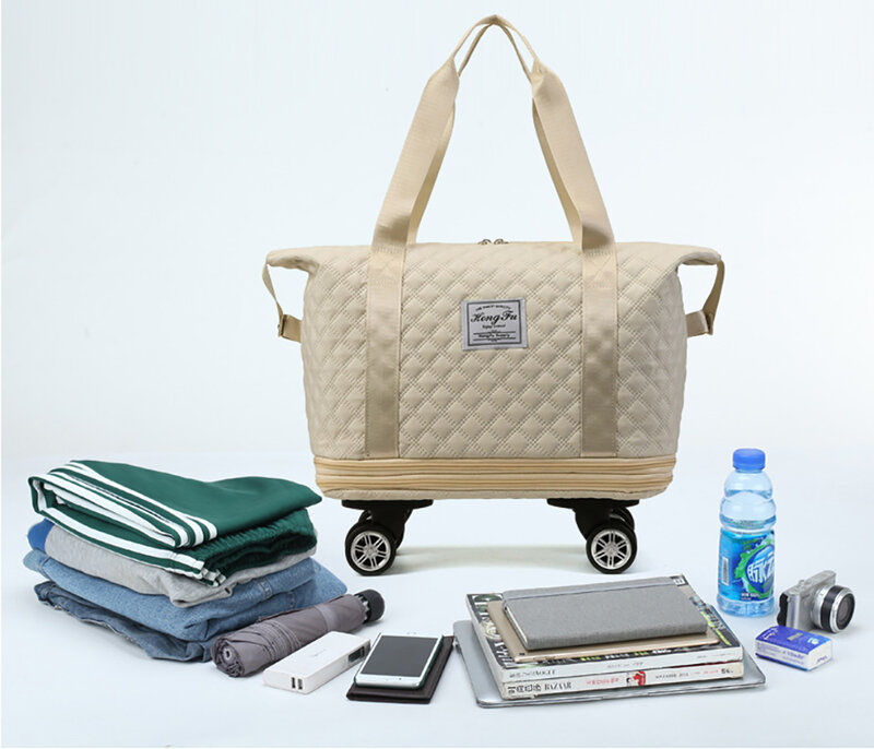 Универсальная Многофункциональная Дорожная сумка на колесиках с вышивкой, удобная сумка из ткани Оксфорд для путешествий на короткие расстояния
