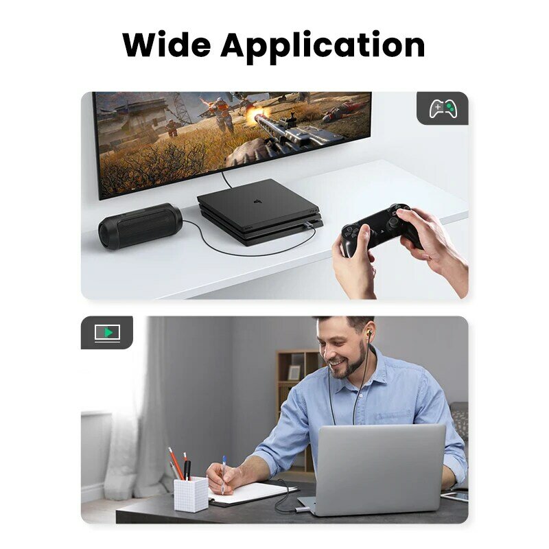 UGREEN-tarjeta de sonido 2 en 1, interfaz de Audio USB externa de 3,5mm, adaptador de Audio, tarjeta de sonido para ordenador portátil, PS4, auriculares