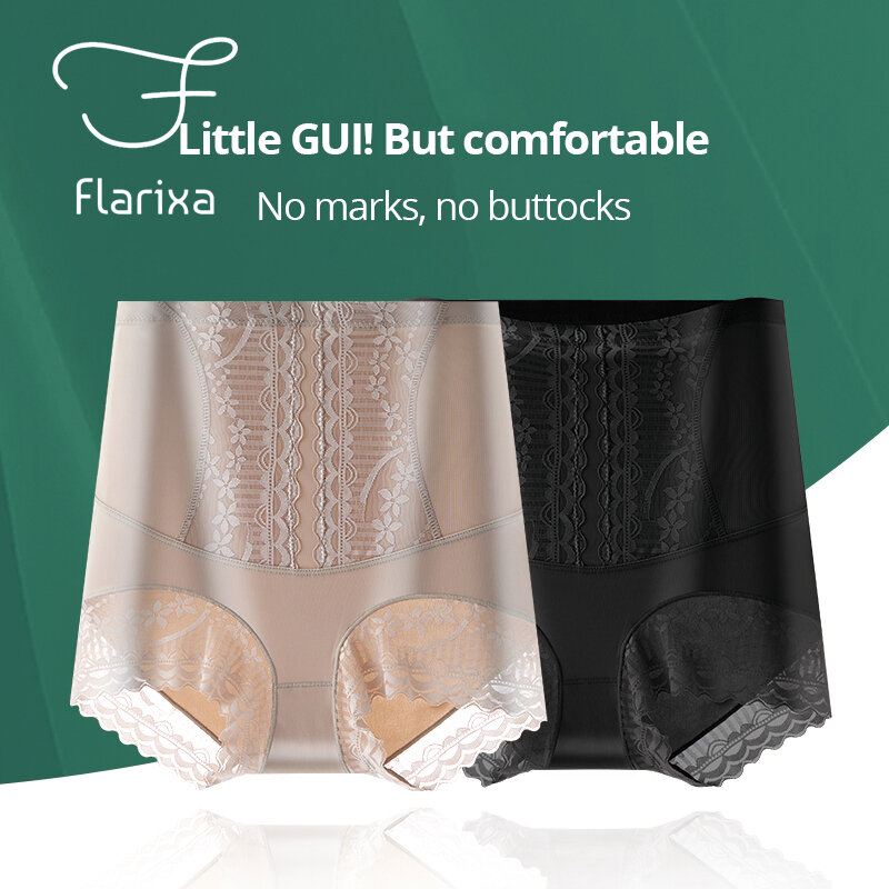 Flarixa celana dalam pembentuk tubuh wanita, celana dalam sutra dingin pinggang tinggi kontrol perut paska melahirkan pembentuk tubuh musim panas