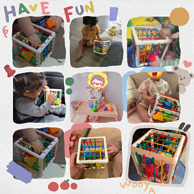 Juego de clasificación de bloques de forma colorida para bebés, Juguetes educativos de aprendizaje Montessori para niños, regalo para bebés de 0 a 12 meses