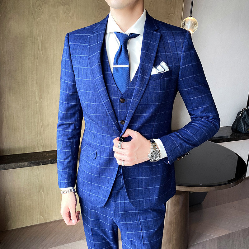 High-quality Wedding Suit (suit + Vest + Trousers) 2023 New Fashion Business Handsome Gentleman Trend Slim Three-piece Set M-5XL