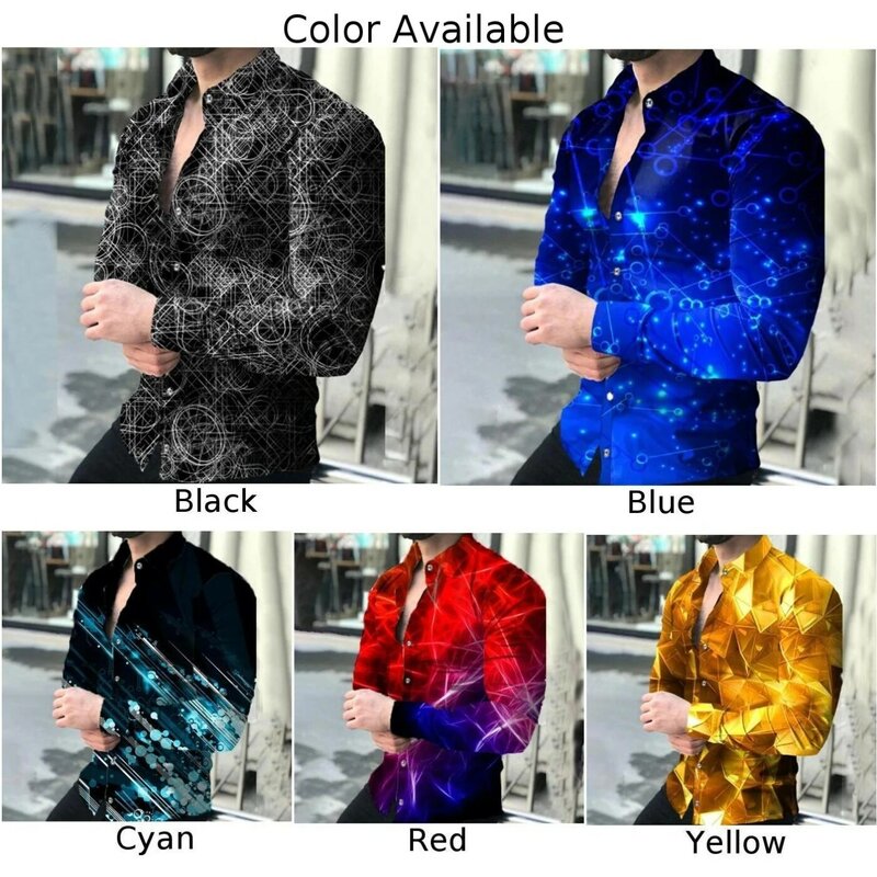 Mens Casual Shirt Baroque Print Long Sleeve and Button Down Design Ideal for Fitness Enhancement and Party Gatherings