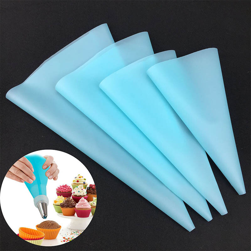 4PCS Confectionery Bag Silicone Icing Piping Cream Pastry Nozzle Bags DIY Cake Decorating Baking Tools for Russian  Tips