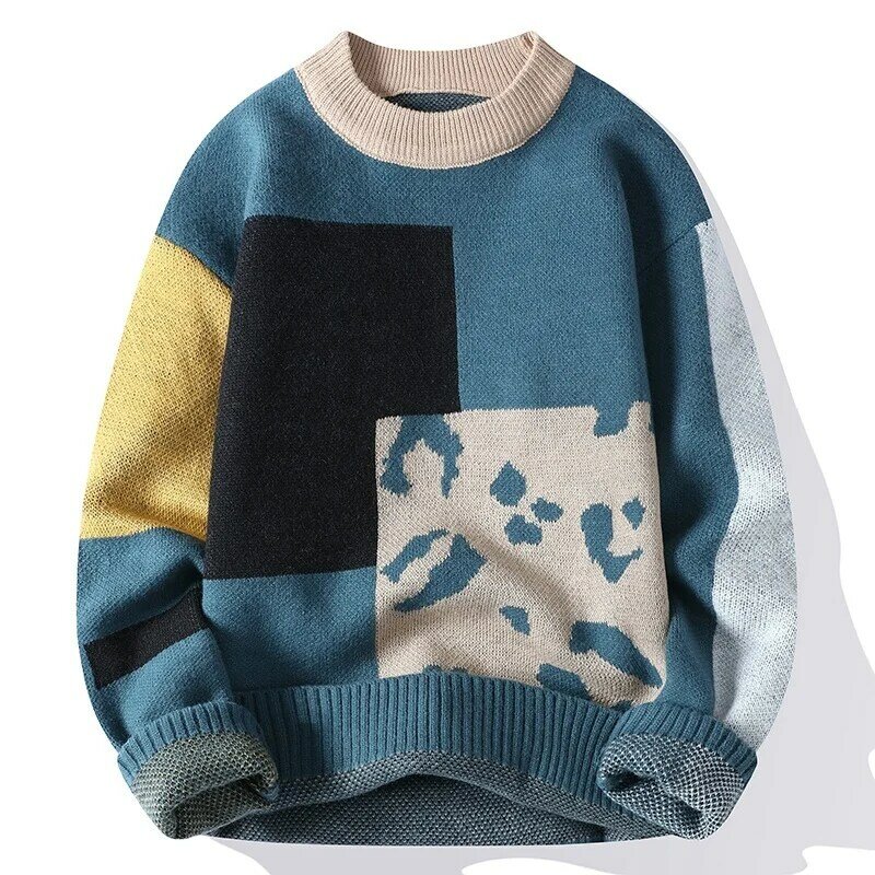 Patchwork Neue Koreanische Rollkragenpullover Männer Streetwear 2023 Herbst Winter Herren Weihnachten Pullover Top Qualität Männer Knit Pullover