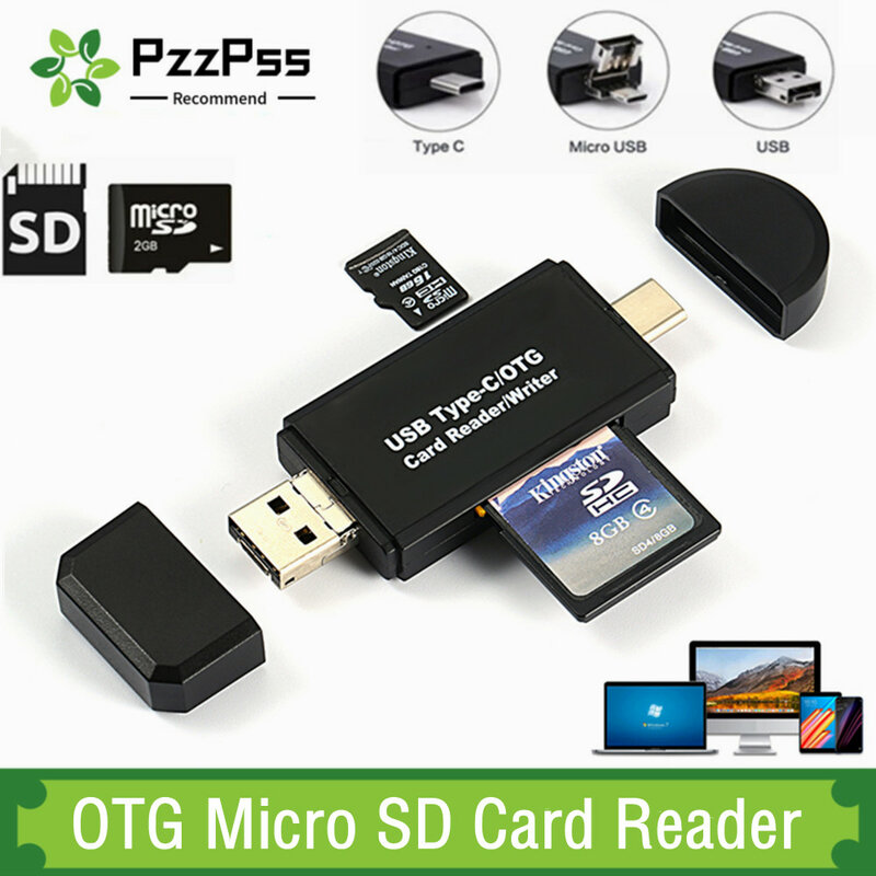 USB 2.0 قارئ بطاقات USB-C Type-C OTG مايكرو قارئ البطاقات SD قارئ بطاقات محول 3 في 1 USB 3.0 TF/ميركو SD قارئ بطاقات الذاكرة الذكية للهاتف