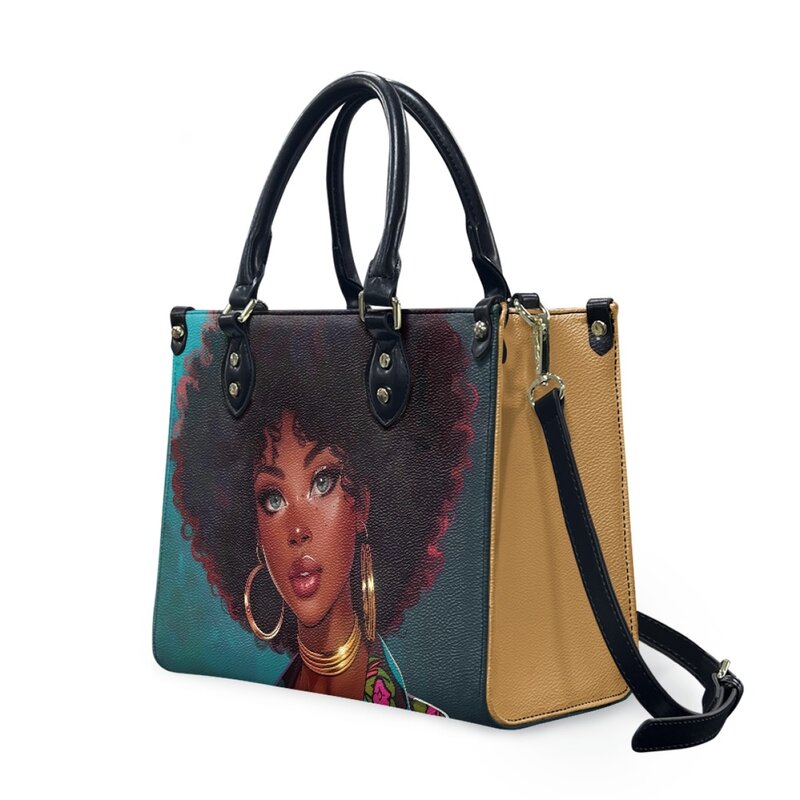 POD DstressSunshine-Sacs à main en cuir PU pour femmes, sacs à bandoulière Afro Girl, design de marque de luxe, décontracté, initié
