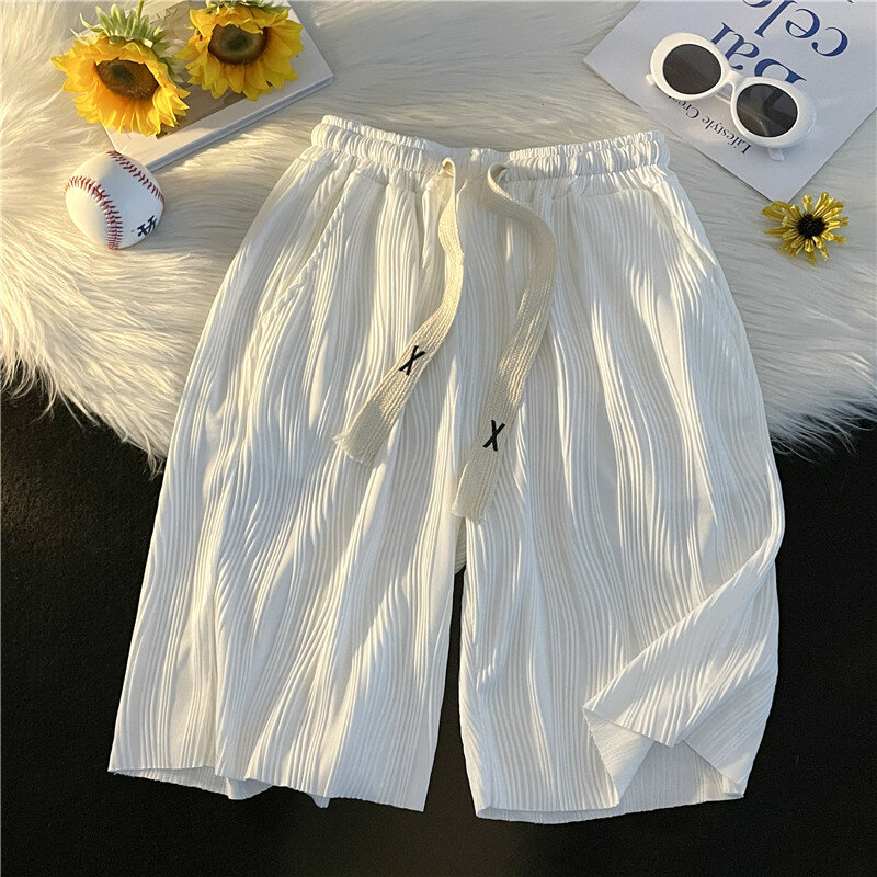 Pantalones cortos de algodón para hombre, pantalón de chándal holgado, estilo Harajuku, informal, ropa de calle E202, novedad de verano, 2024