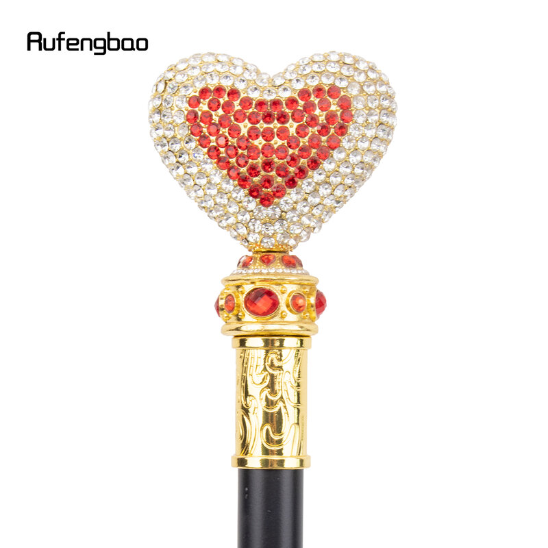 Branco Vermelho Amor Artificial Diamante Bengala, Bastão Decorativo de Moda, Cosplay Elegante Cavalheiro, 97cm