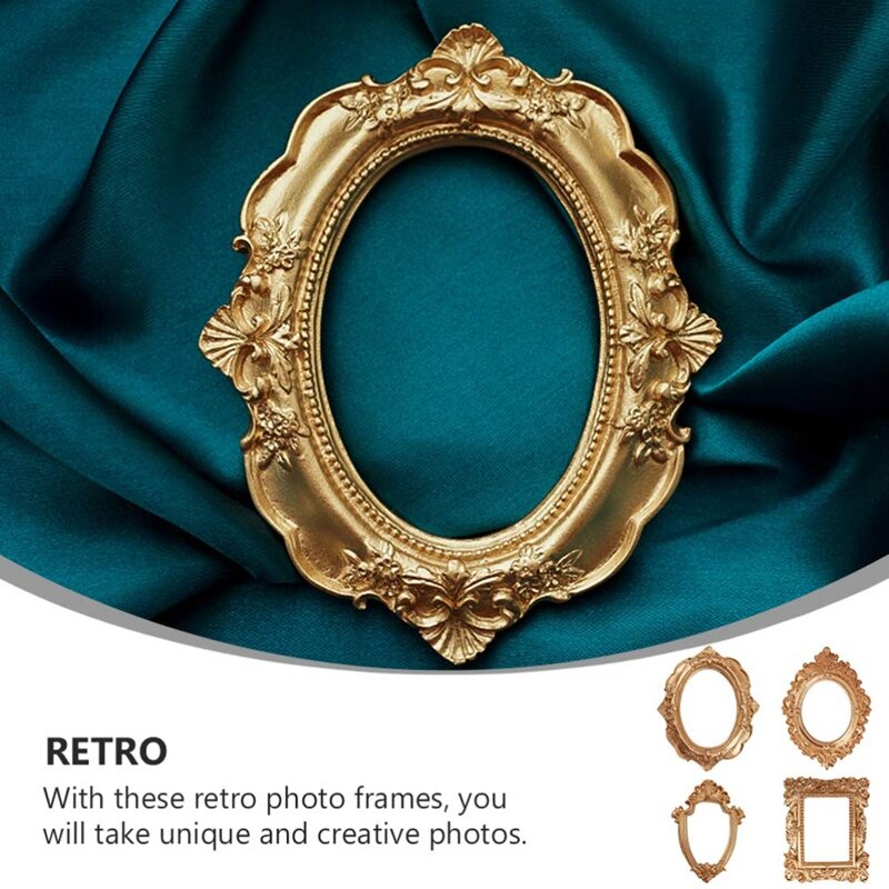 4 Pcs Vintage Picture Frame Antique Photo Frame Wall Hanging Photo Frame Table Top Display Christmas Holiday Home Decor