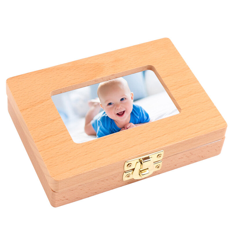 Caja de dientes de bebé con marco de fotos, artesanías de bebé, caja de dientes de Lanugo, caja de recuerdo de dientes de bebé, regalo de bebé