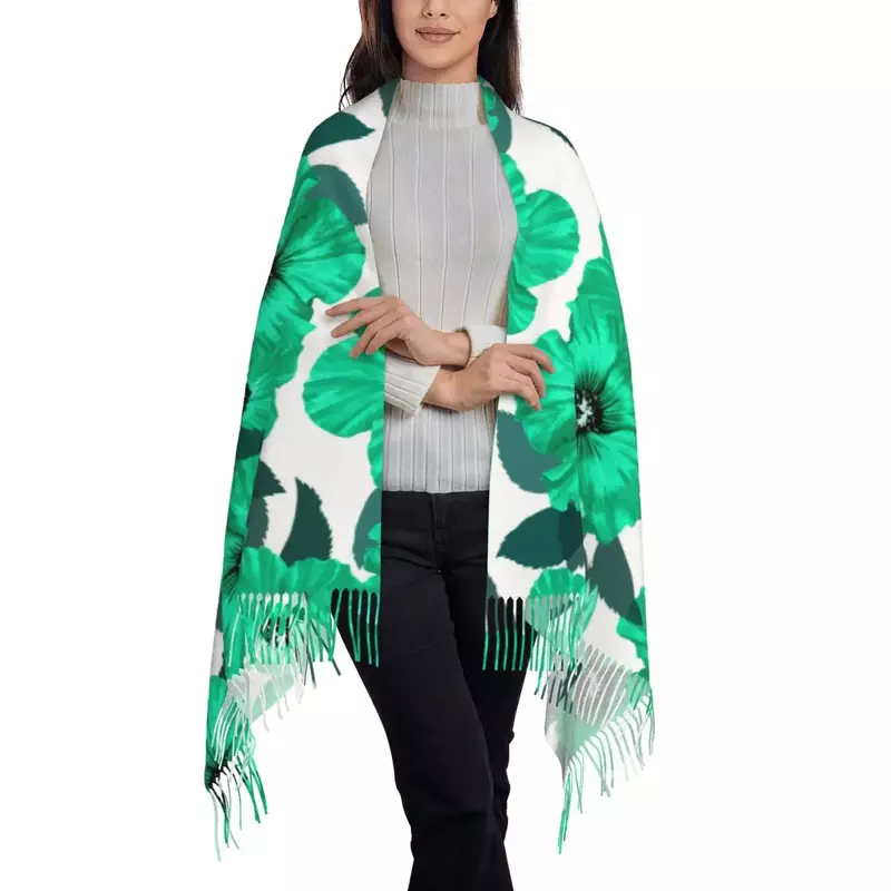 Модный женский цветочный шарф-шаль с кисточками