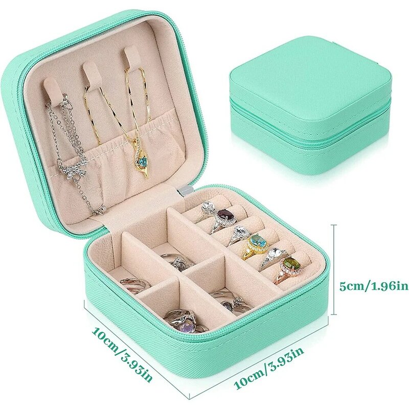 Portable Jewelry Storage Box Travel Necklace Ring Storage Box New Zippered Women's Jewelry Organizer Case Holiday Pattern Series