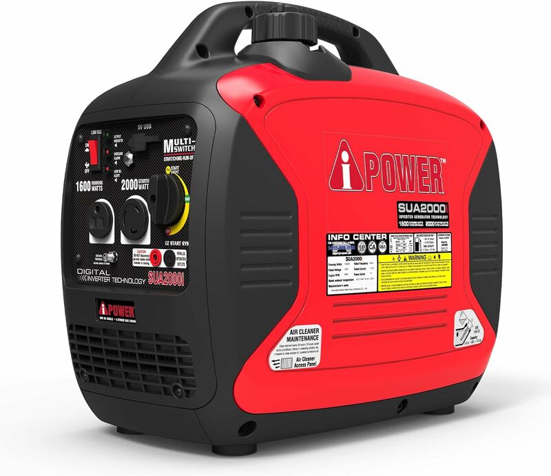 A-iPower-Gerador Inversor Portátil, 2000W, Ultra-Silencioso, Pronto para RV, Compatível com EPA, Pequeno e Ultra Leve para Uso Doméstico de Backup