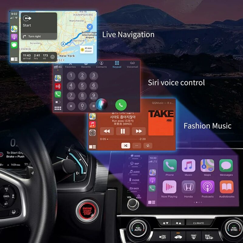 Com fio para Wireless CarPlay, AI Box, Smart Convert, Android, Suporte Automático, Netflix, Youtube, Audi, Toyota, Audi, VW, Mercedes, Subaru, Subaru