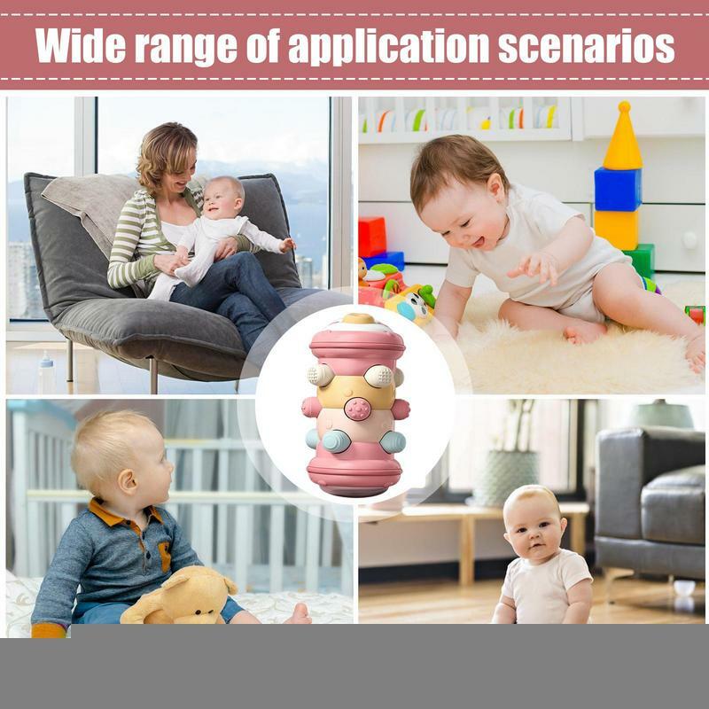 Brinquedo rotativo de chocalho e rolo com som, cores brilhantes, jogos de aprendizagem precoce, brinquedos montessori para bebê, educação