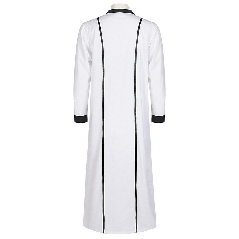 2024 Men's Muslim Thobe Kaftan Robe Dubai Long Gown Ethnic Prayer Clothes Clergy Vestment Robes Saudi Arabia  Muslim Fashion