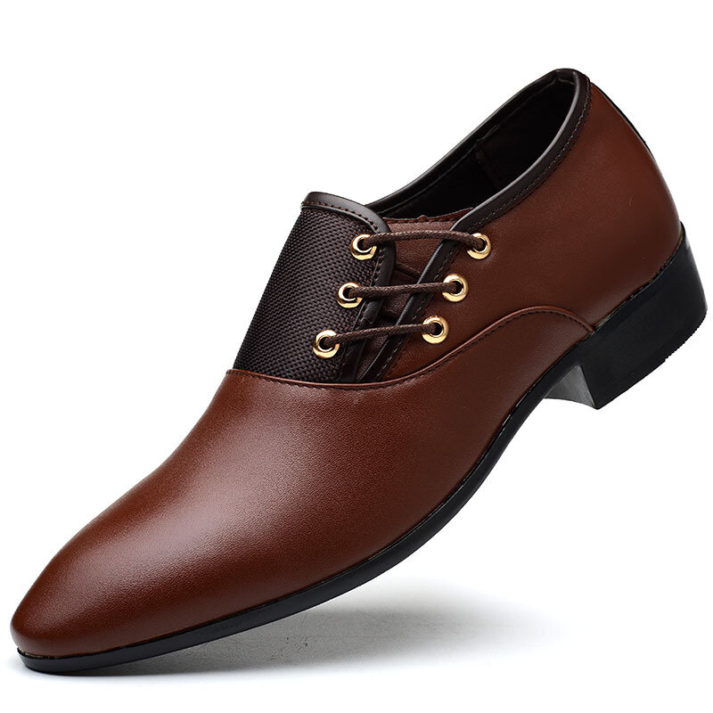 Calçado vestido de couro de dedo apontado masculino, sapato formal Oxford, calçado da moda, 38-48, 2024