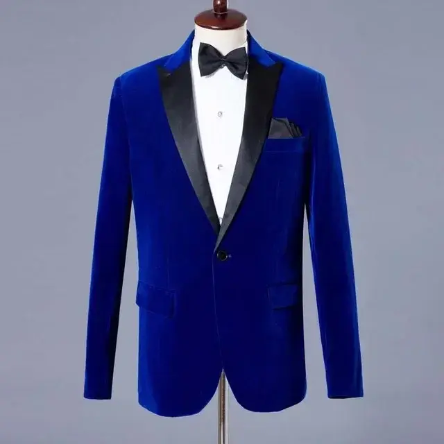 Traje elegante Formal de terciopelo rojo para Hombre, esmoquin para novio, Blazer ajustado, chaqueta personalizada de alta calidad, 2024