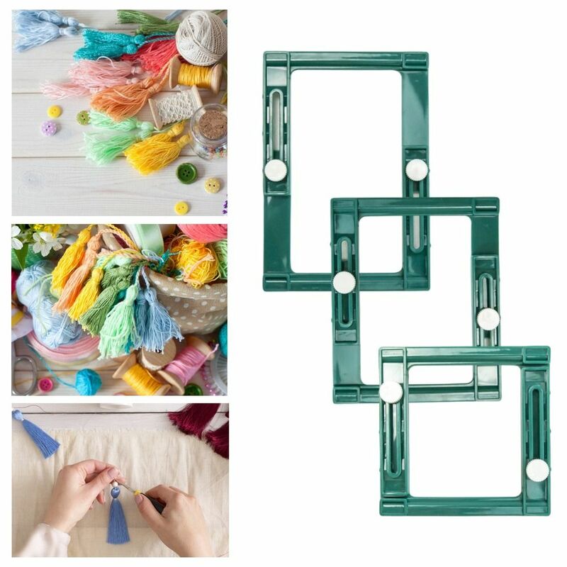 プラスチック製の手編みツール,手作りの織りツール,正方形のプラスチック,調整可能なタッセルメーカー