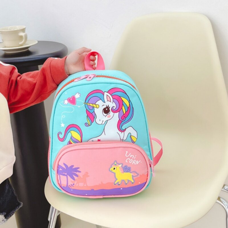 Tas ransel nama Unicorn, tas sekolah anak-anak kartun lucu tas ransel Sekolah dipersonalisasi dan kreatif
