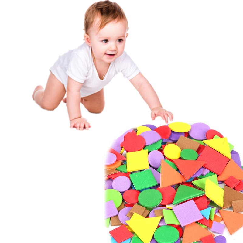 1-3cm criança artesanal diy esponja autoadesiva espuma adesivos, jardim infância eva cor remendo padrão adesivo, 150 pçs/saco