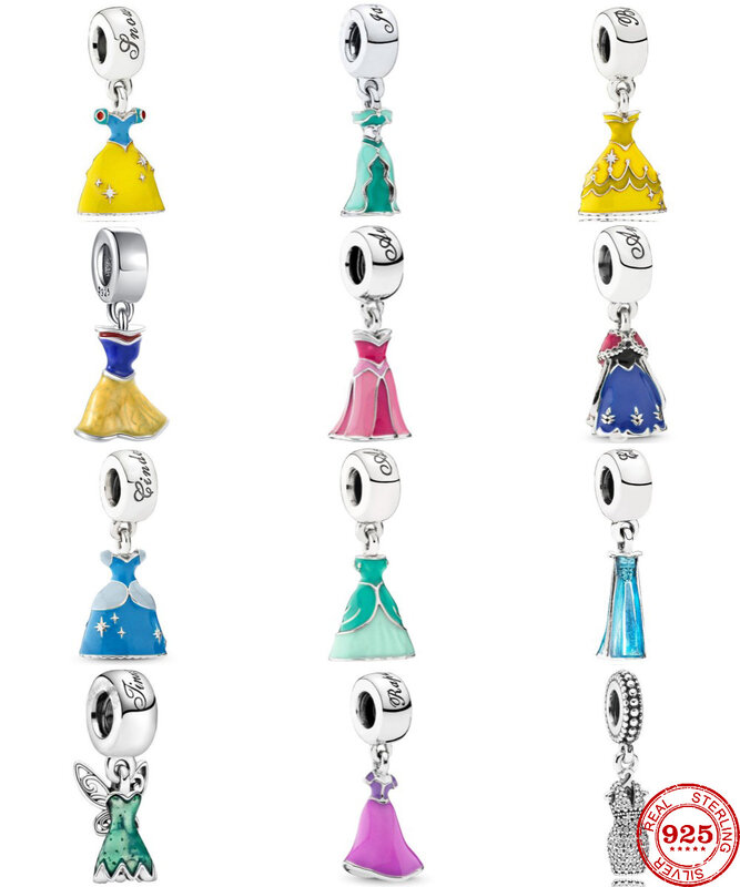 New 925 Sterling Silver Princess Skirt Pendant Charm Beads Diy Fit Original Pandora Charm Bracelet Necklace Women Jewelry Gift