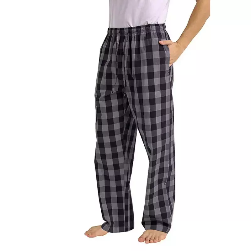 Pyjama de sport décontracté avec poches pour hommes, zone à carreaux, pantalon FjPantalones, entraînement à la mode