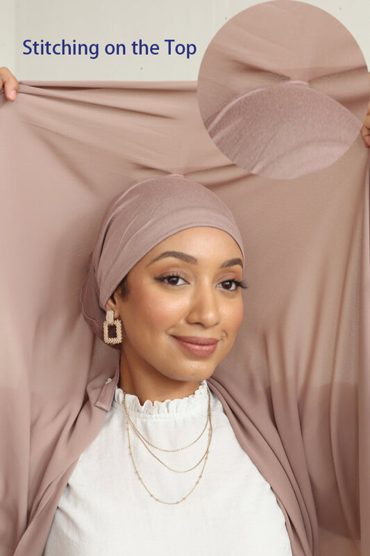 Instant Hijabs Chiffon Hijab Scarf With Tie Jersey Caps Bonnet Brand Design Muslim Scarf Ready To Wear