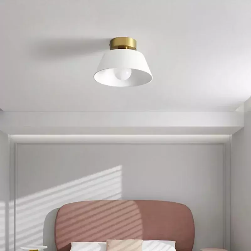 Retro Ceiling Light LED Indoor Decor Lamp Iron Round Black White Lampshade For Balcony Aisle Hallway Corridor Lighting Fixture