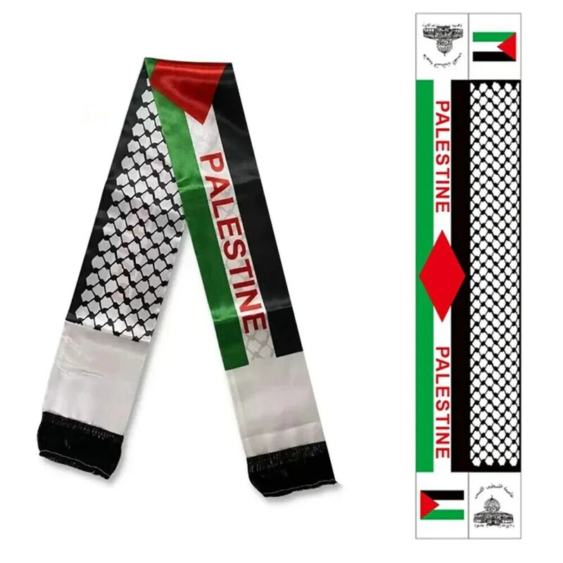 Palästina Schal Flagge 14x135cm Doppelseite Schal Druck Satin palä stine nsische Flagge National feiertag Schals Palästina Schal