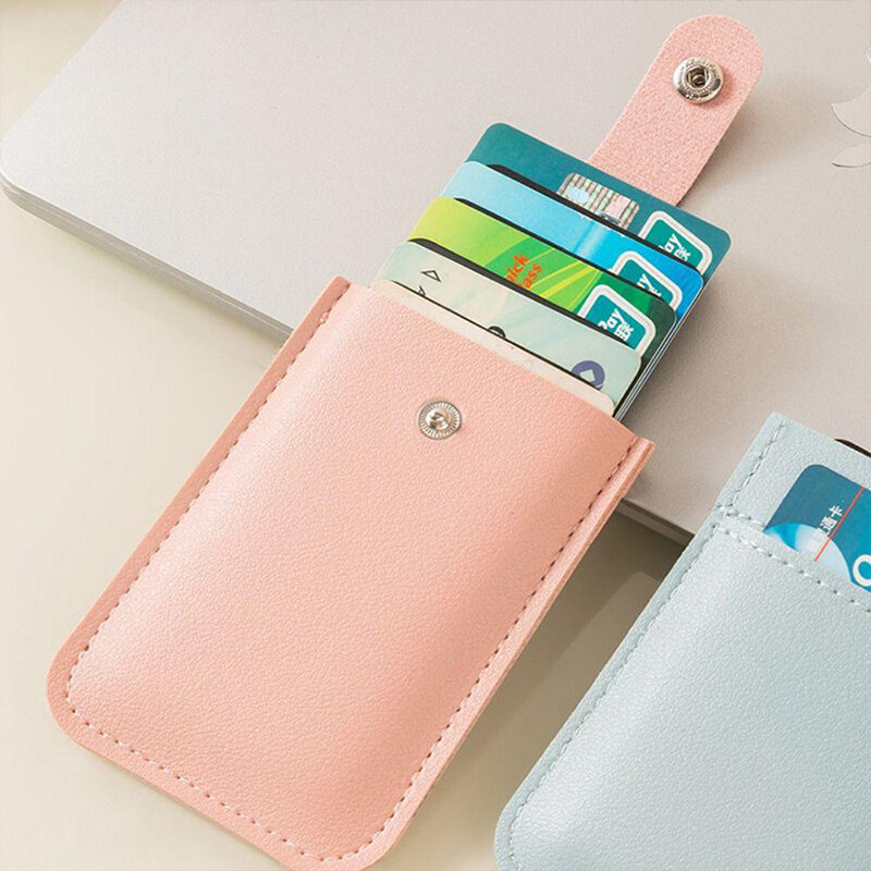 Mini billetera creativa de cuero PU con 5 ranuras para tarjetas, tarjetero extraíble, Unisex