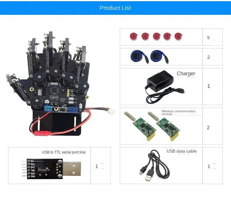Robô programável Bionic para Arduino, Somatosensory Palm Uhand, Open Source, DIY Educacional, Stm32, 5 Dof